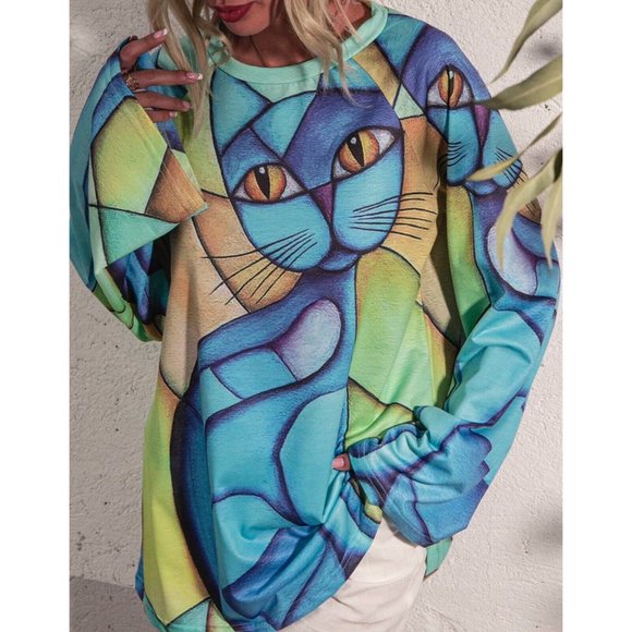 Striped Casual Cotton-Blend Printed Tops S - Picture 3 of 5